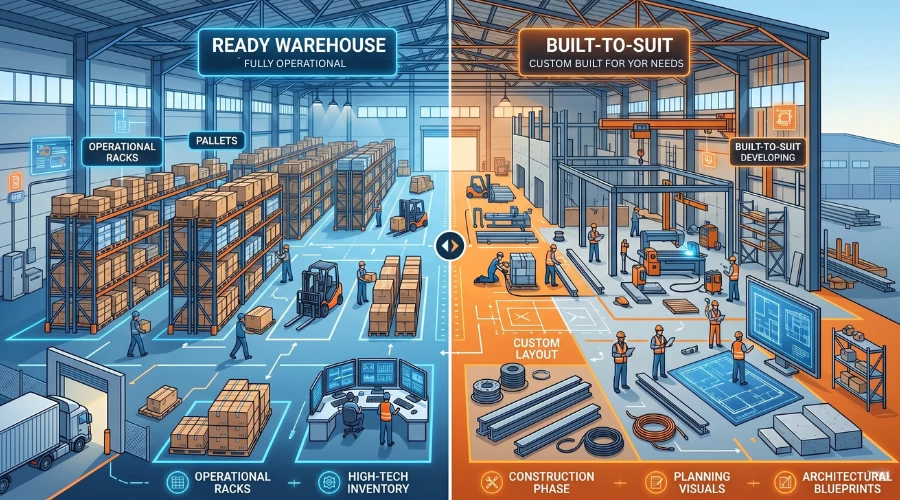 Ready Warehouse vs Built-to-Suit Warehouse: Which Is Right for Your Business?